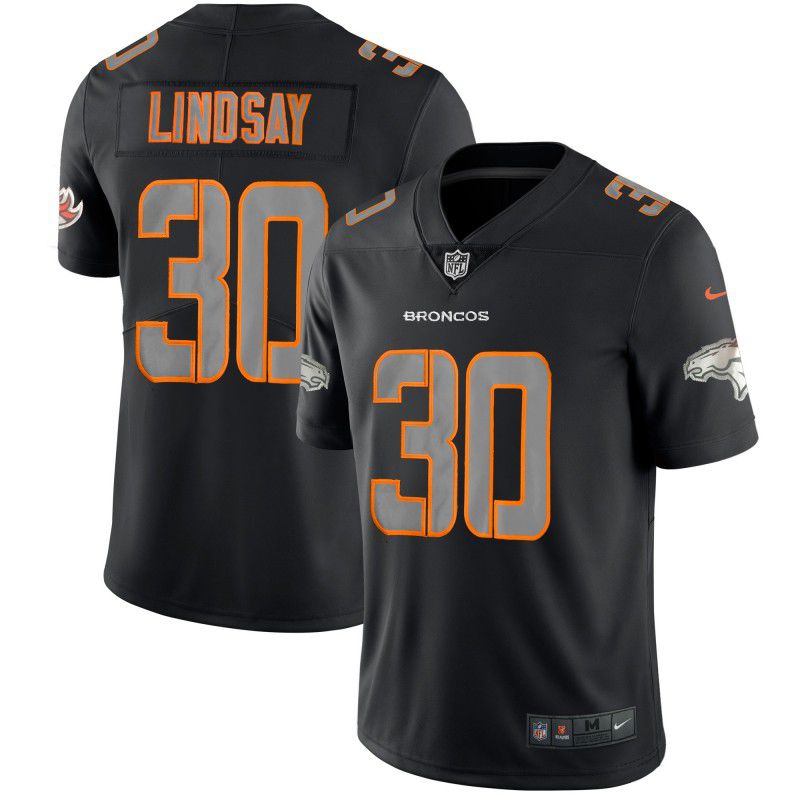 Men Denver Broncos #30 Lindsay Nike Fashion Impact Black Color Rush Limited NFL Jerseys->denver broncos->NFL Jersey